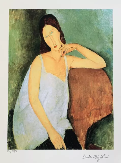 Amedeo Modigliani PORTRAIT OF JEANNE HEBUTERNE Facsimile Signed Small Giclee Art