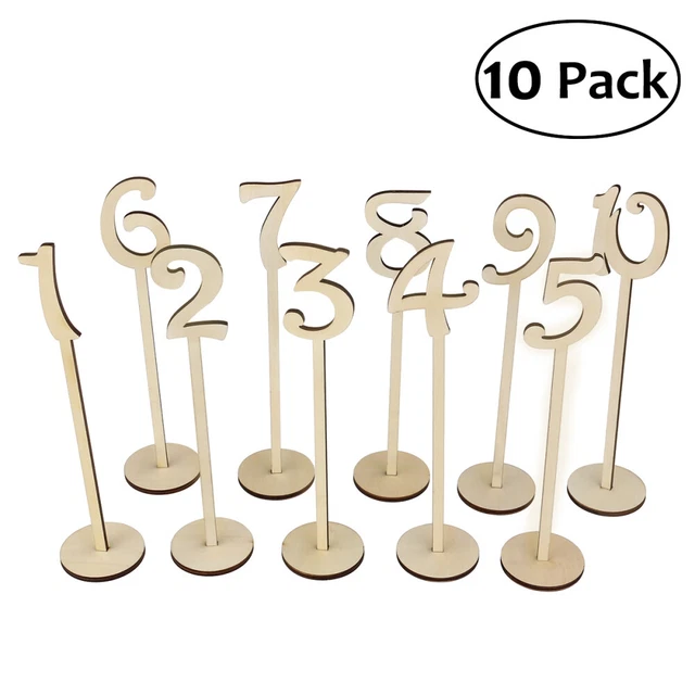 Lot De 10 Chiffres En Bois 0-9 - Numéros De Table 8cm Pour Mariage, Anniversaire Et Café