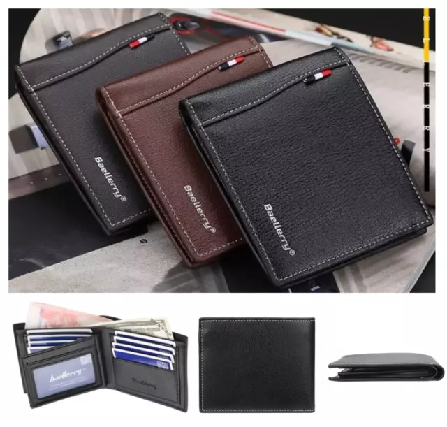 RFID Blocking Brown Leather Mens Bifold Wallet ID Credit Card Holder Slim