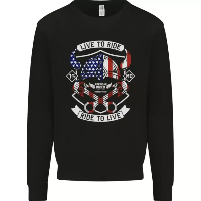 American Biker Motorbike Motorcycle USA Kids Sweatshirt Jumper