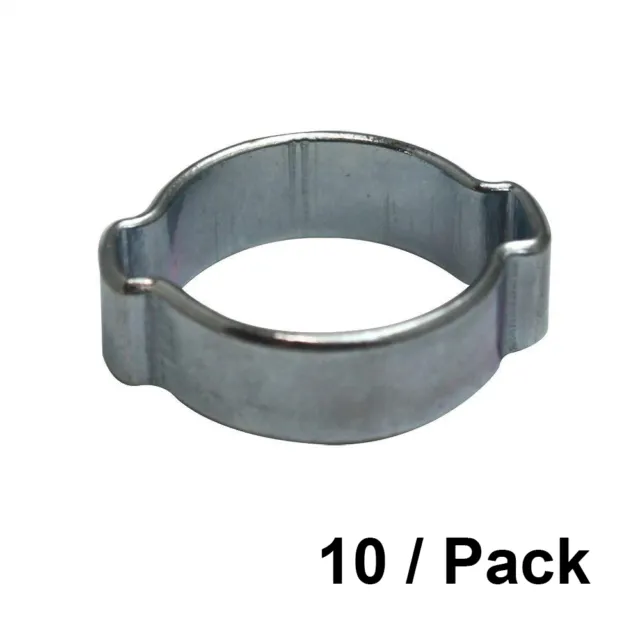 10/PK 13-15 mm Zinc Plated Double Ear Steel Automotive/Hand Tool Hose Clamp