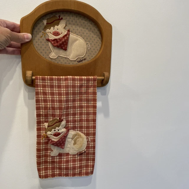 Vintage Pig Towel Rack folk art