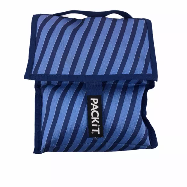 Packit Freezer Lunch Bag Blue Stripe Hook & Loop Closure 8.5" x 12" Freezable Packit Freezer Lunch Bag Blue Stripe Hook & Loop Closure 8.5" x 12" Freezable