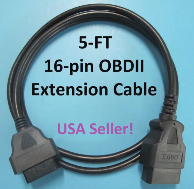 16 Pin Male to Female OBD2 OBDII Extension Cable Car Diagnostic Extender 5ft NEW
