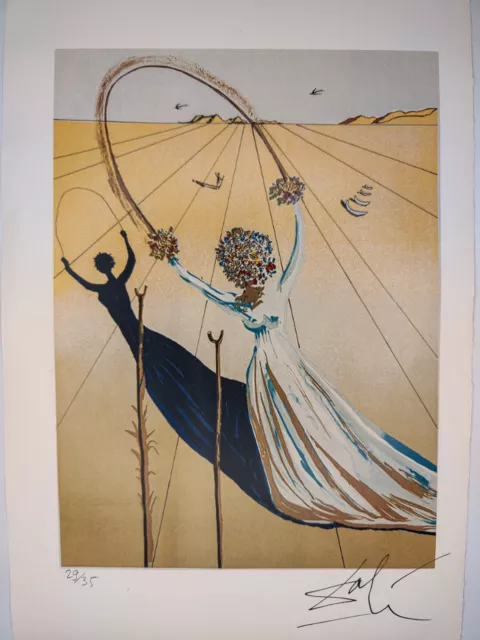 Salvador Dali COA Vintage Signed Art Print on Paper Limited Edition Signed