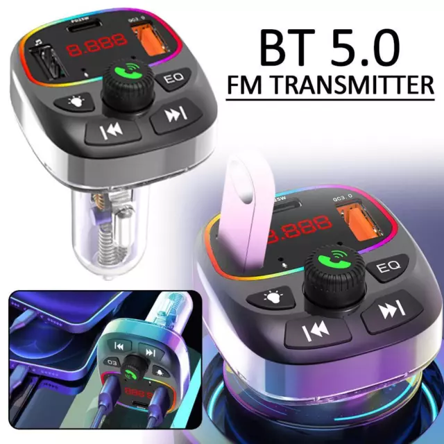 Car Bluetooth FM Transmitter Radio MP3 Wireless Adapters HandsFree 3Port Ch W4J7 2