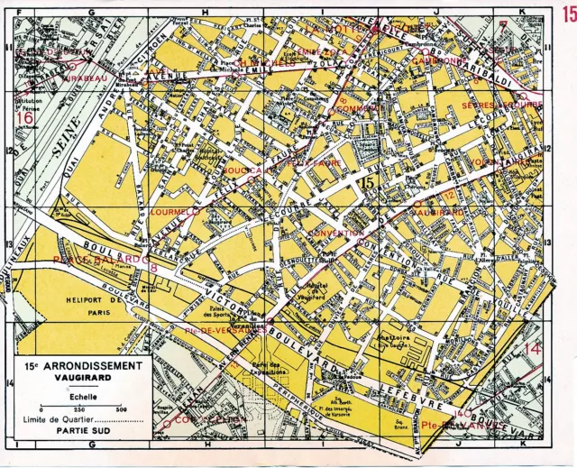 Paris 15e Vaugirard 1979 pt plan de ville orig. Convention Felix-Faure Morillons