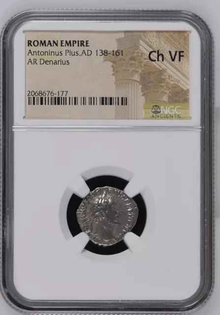 NGC Ch VF Roman Silver Denarius Antoninus Pius AD138-161 NGC Ancients Certified