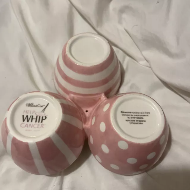 Pampered Chef Pink Bowl Trio Help Whip Breast Cancer 3-Part Candy Condiment Dish
