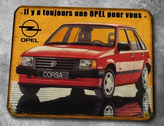 Plaque metal vintage Opel Corsa