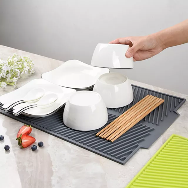 Silicone Drain Pad Drying Mat Pots Dish Drain Mat For Kitchen Tableware Non-I:da