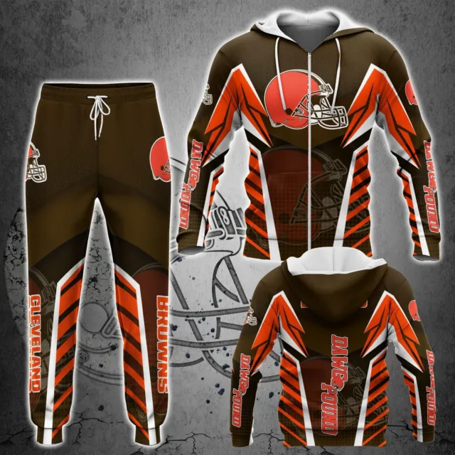Cleveland Browns Mens Hoodie Tracksuit Casual Sweatshirt Sweatpants Outfits Gift