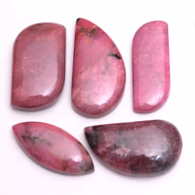 5 Pcs Natural Rhodonite Untreated 33mm-38mm Cabochon Huge Size Loose Gemstones