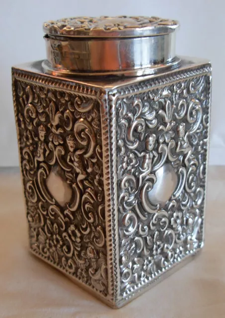 Sterling Silver Tea Caddy W/ Puttis By William Devenport Birmingham 1903 England