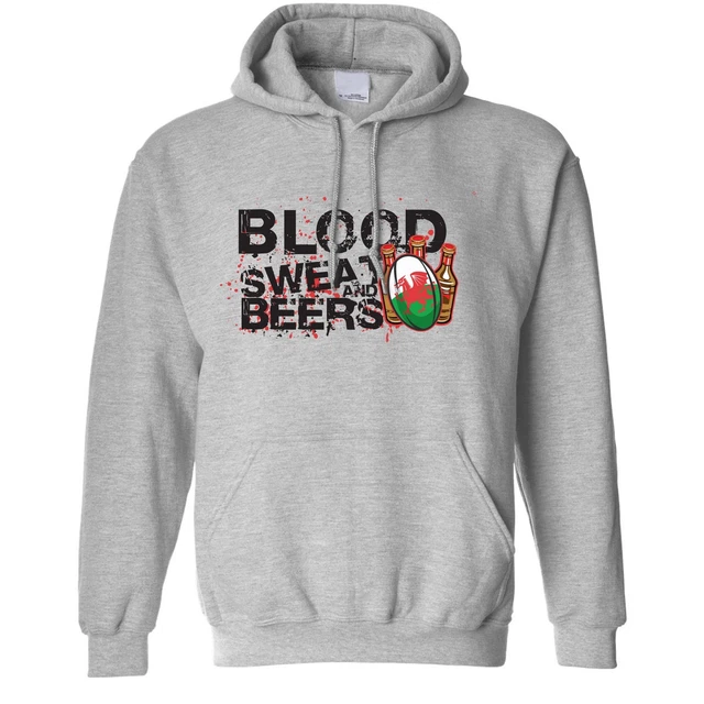 Wales Rugby Supporters Hoodie Blood, Sweat And Beers Six Nations Sports Fan