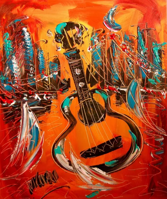 GUITAR modern abstract landscape Contemporary original art deco oTYUKYK