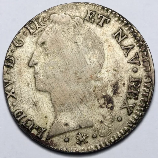 1764 L King Louis Xv France Bayonne Silver Ecu Coin