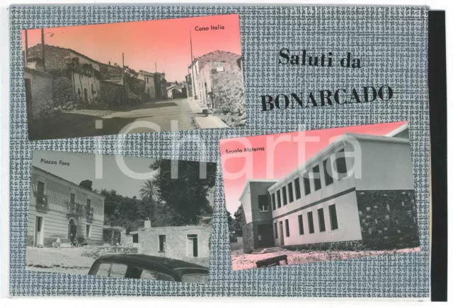 1965 ca SARDEGNA - BONARCADO - Vedutine - Piazza FARA - Bozzetto per cartolina