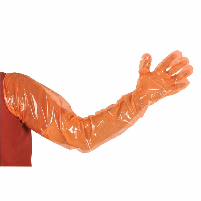 Kerbl Einmalhandschuhe Vetbasic, 90 cm Länge, 100 Stück, orange