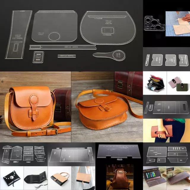 DIY Portfolio Leather Craft Acrylic Wallet Pattern Stencil Template Tool Set