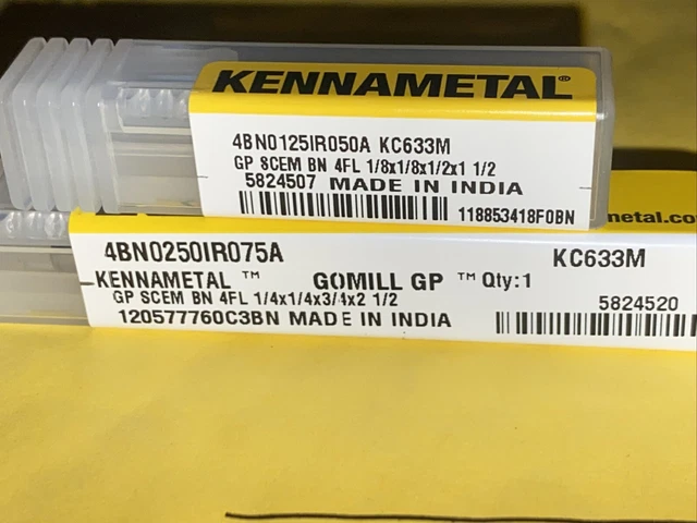 (20pc Mixed Lot) KENNAMETAL 10pc 1/4 Ballnose 4FL/ 10pc 1/8 Ballnose 4Fluke