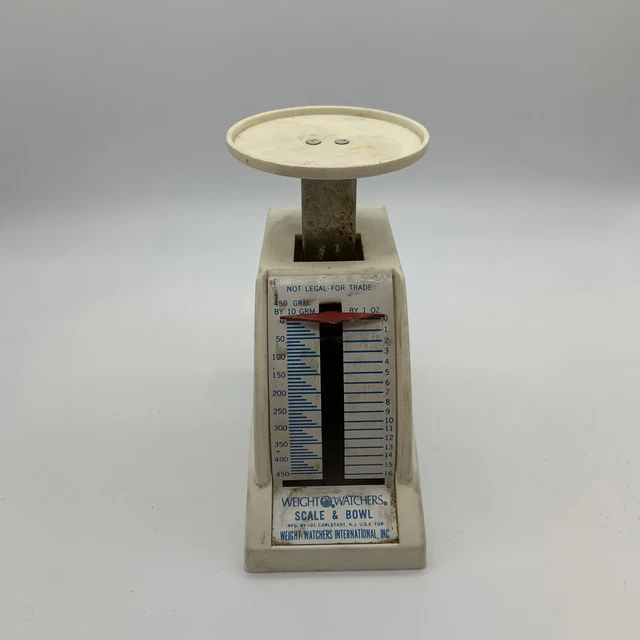 Balanza de comida de cocina pequeña de colección 1968 Weight Watchers blanca