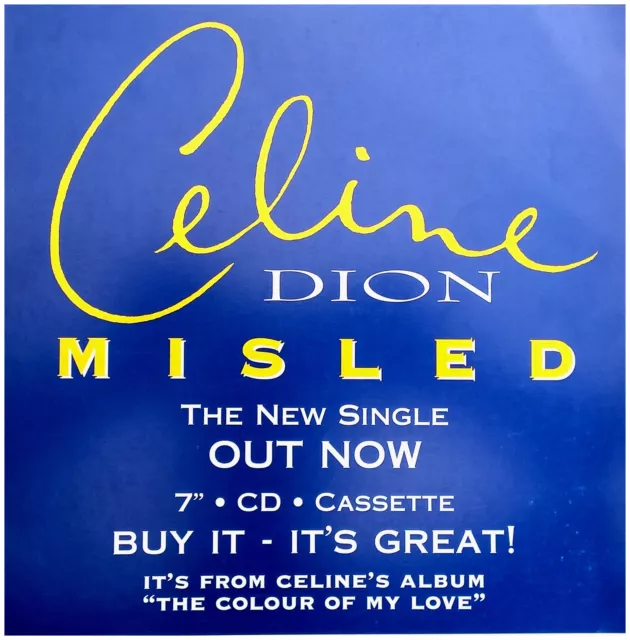 CELINE DION Display Misled BLUE UK PROMO Rare 12" x 12" Poster #2 ' OUT NOW '