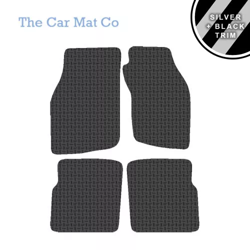 Car Mats for Mitsubishi Carisma 2000 to 2004 Black Rubber Silver Stripe Trim