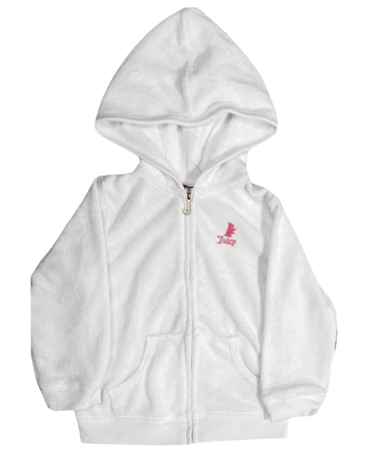 Felpa con cappuccio JUICY COUTURE Bambine Bambine Cerniera Bianca Velluto Tuta Top Jacket 18-24M