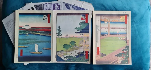 Hiroshige 100 Views of Edo reproduction prints 1980s Yomiuri Shimbun 57 66 82