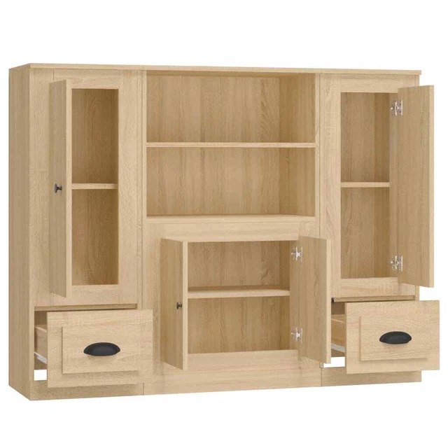 AX Credenza 3 Mobiletti 132x35.5x103.5cm Rovere Sonoma Minimalista Sala 3185314