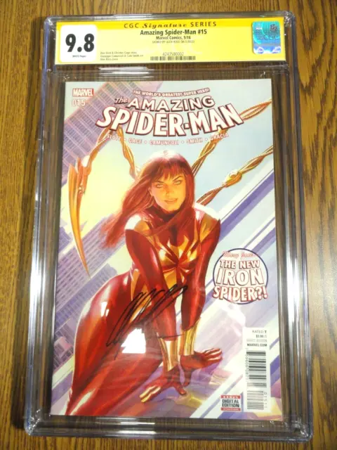 Asombroso Spider-Man #15 Alex Ross Firma Cgc 9.8 NM/M 1st Print Ss 2016 Marvel