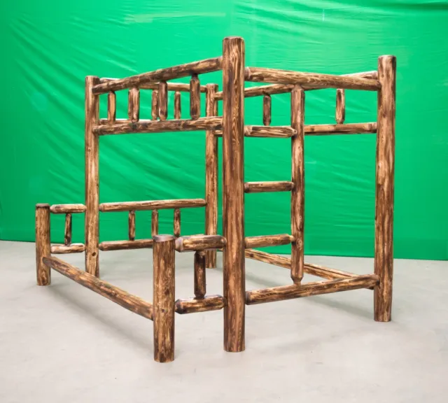 Torched Cedar Log Bunk Bed - Twin Over Queen - $1199- Free Shipping 2