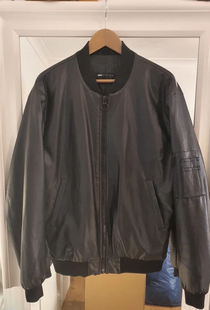 Asos Faux Leather Bomber Jacket, Large,Black, Nwot.
