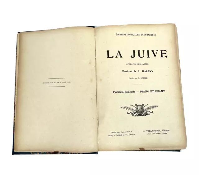 La Juive opéra, partition piano et chant, musique F.Helévy, parole E.Scribe