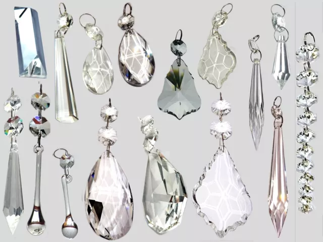 5 Chandelier Drops Choice of Cut Glass Crystals Antique Look Light Sun Catchers 3