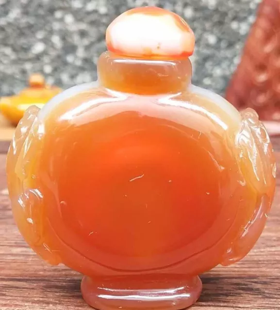 Natural Agate Jade Hand-Carved Statue Snuff Bottles Exquisite