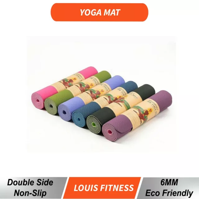 AU6MM TPE 2Side Color Pilate Yoga Gym Mat Non-Slip ECO Friendly Fitness Training