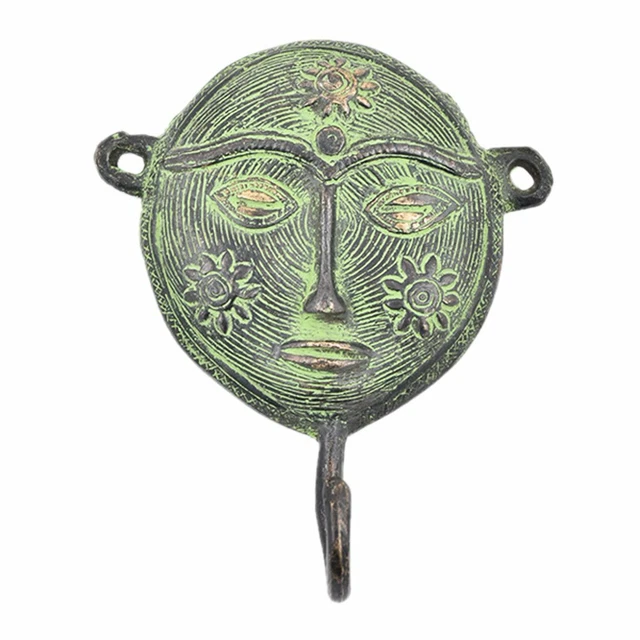 Coat Hanging Wall Hooks Multicolor Antique Look Coat Rack Brass Tribal Woman