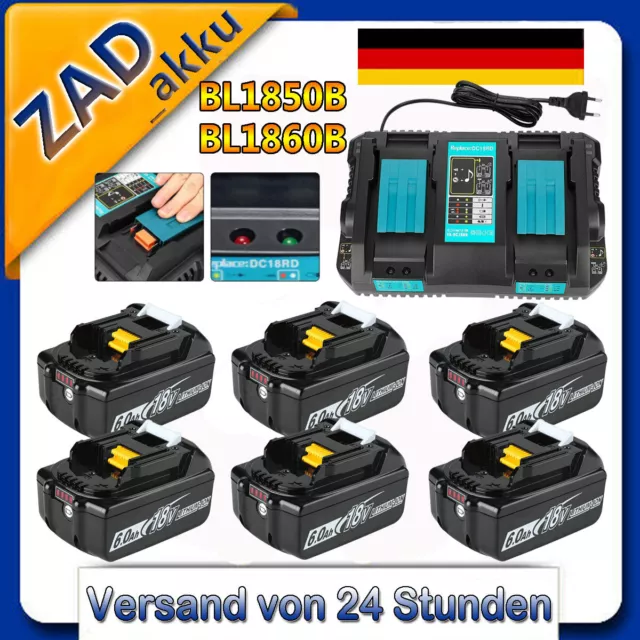 18V Makita 5,0Ah 6,0Ah Ersatzakku & Dual-Ladegerät DC18RD BL1850B BL1860B BL1830