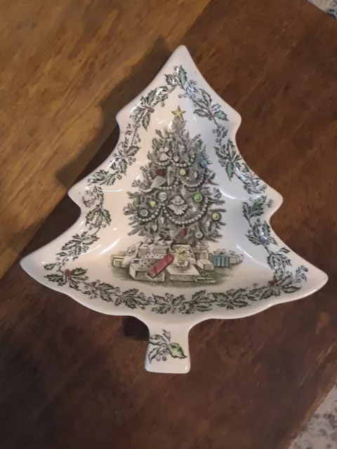 Vintage Johnson Bros Christmas Tree Shaped Serving Dish 8" x 8" x 1"