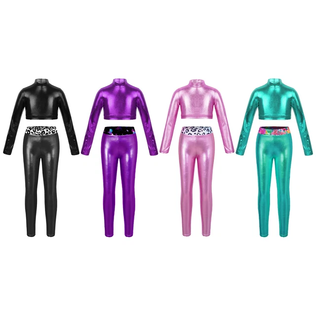 Freebily Tuta Atletica Bambini Ragazze Crop Top Leggings Abito da Danza Ginnastica
