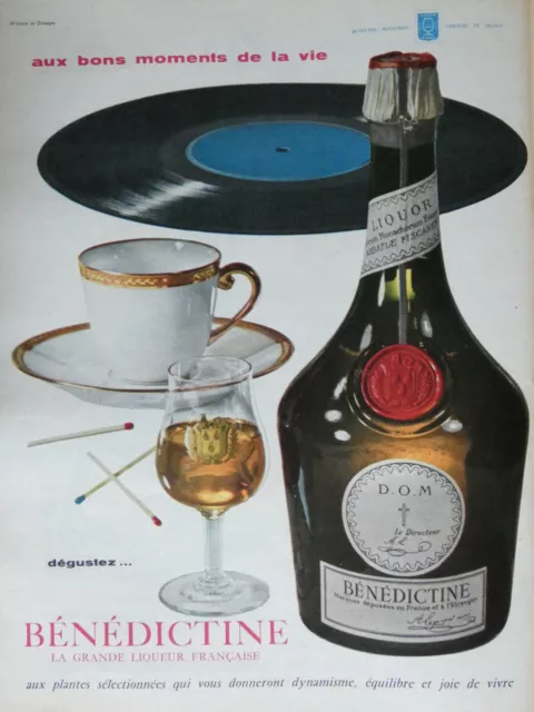 Publicité De Presse 1959 Dégustez Bénédictine La Grande Liqueur Française