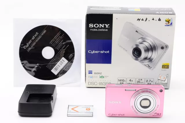 [Mint w/Box] SONY Cyber-Shot DSC-W350 Pink Digital Camera 14.1 MP 4x Zoom Japan