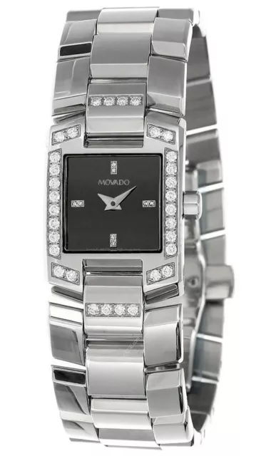 Orologio Donna MOVADO ELIRO Quadrante Nero Diamante Acciaio S 84-A1-1431