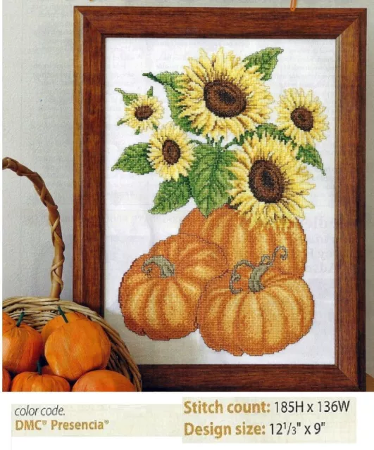 Sunflower & Pumpkins  Cross Stitch Pattern Only   Yd  Eyee