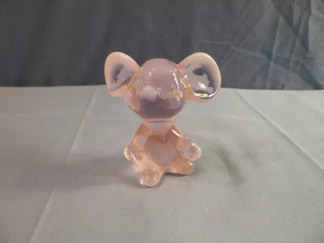 Fenton By Mosser Pink Opalescent Glass Mouse Figurine