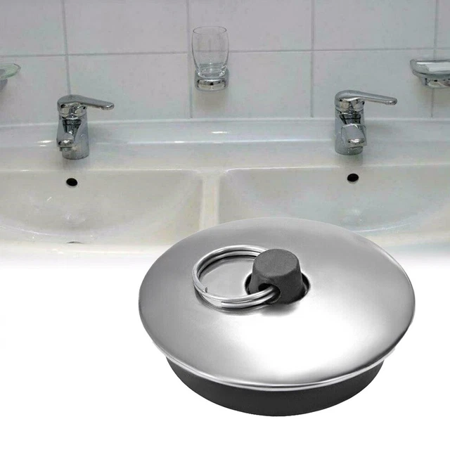 Bouchon De Vidange Universel 42-46 Mm - Acier Inox Et Silicone, Étanche - Pour Évier, Lavabo, Baignoire