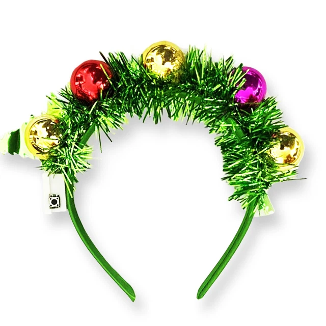 XMAS LED BAUBLE HEADBAND Light Up Fancy Dress Costume Party Accessory Gift UK