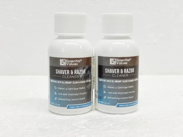 2 Pack Essential Values Shaver Cleaner For Braun Clean & Renew 
